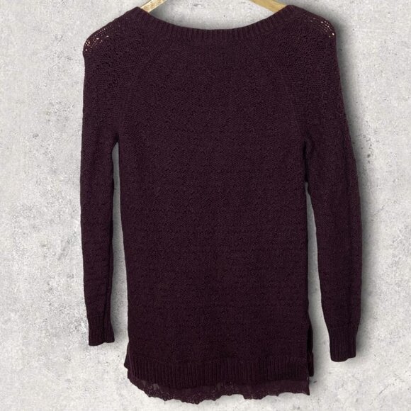 Anthropologie Knitted‎ and Knotted Knit Lace Burgundy Maroon Sweater Size XS Top - Picture 5 of 11